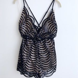 NWOT LUXXEL BACKLESS SEQUIN ROMPER